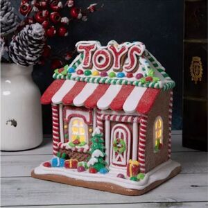 Light Up Gingerbread Toy Shop Festive Gingerbread House Decoration